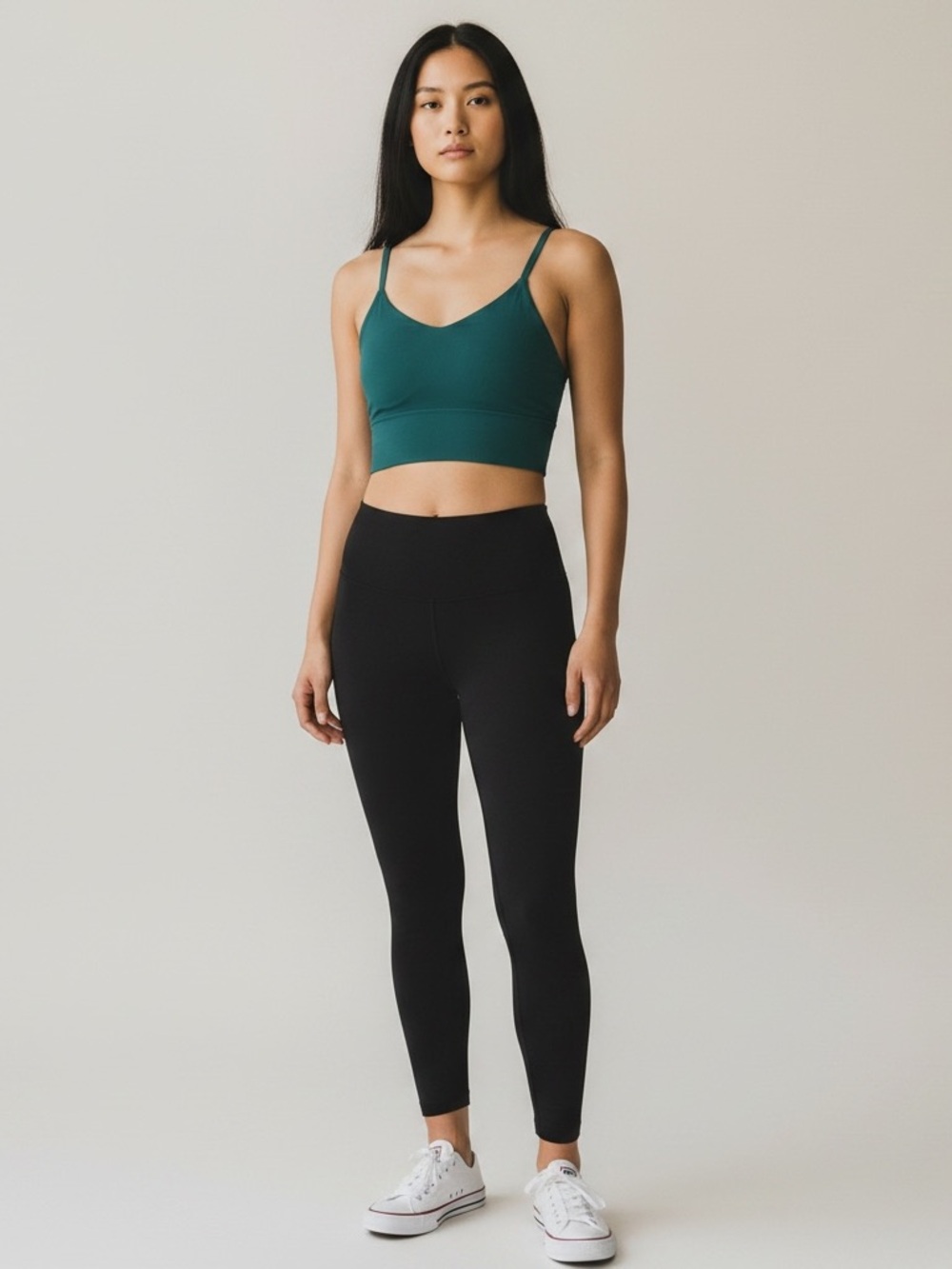 Athleta Elation Teal V-Neck Seamless Sports Bra S